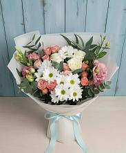 Букет цветов из:  Розы, Лизиантусы и Хризантемы в Верхопенье