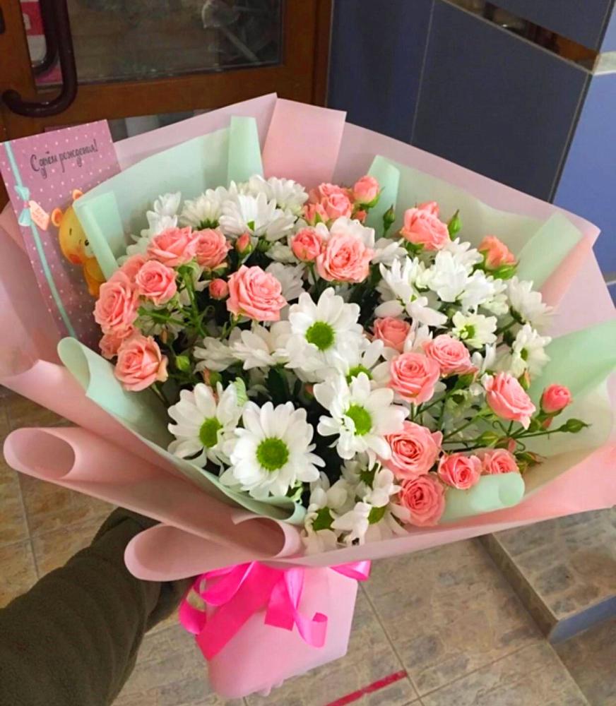 Букет цветов из: Розы и Хризантемы в Верхопенье